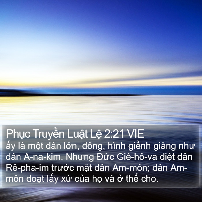 Phục Truyền Luật Lệ 2:21 VIE Bible Study