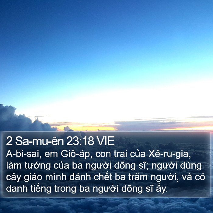 2 Sa-mu-ên 23:18 VIE Bible Study