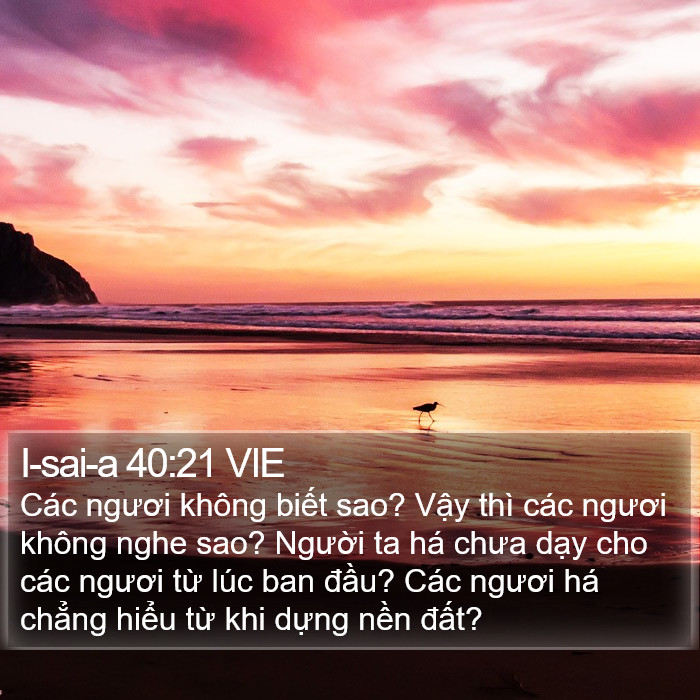 I-sai-a 40:21 VIE Bible Study