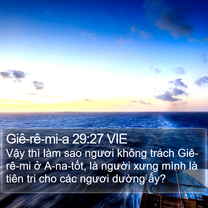 Giê-rê-mi-a 29:27 VIE Bible Study