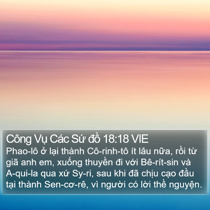 Công Vụ Các Sứ đồ 18:18 VIE Bible Study