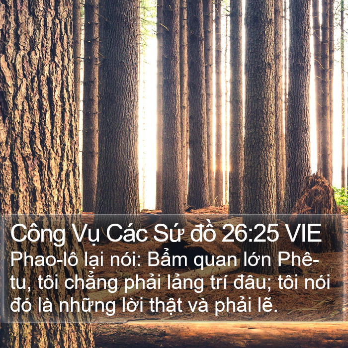 Công Vụ Các Sứ đồ 26:25 VIE Bible Study